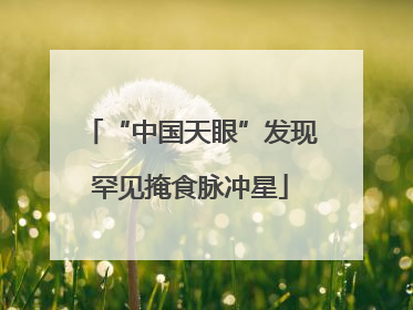 “中国天眼”发现罕见掩食脉冲星