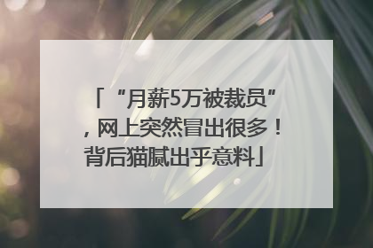 “月薪5万被裁员”，网上突然冒出很多！背后猫腻出乎意料