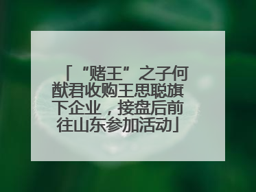 “赌王”之子何猷君收购王思聪旗下企业，接盘后前往山东参加活动