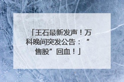 王石最新发声！万科晚间突发公告：“售股”回血！
