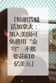 特朗普喊话加拿大：加入美国可免费用“金穹” 不然要花610亿美元