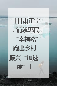 甘肃正宁：铺就惠民“幸福路” 跑出乡村振兴“加速度”