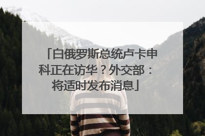白俄罗斯总统卢卡申科正在访华？外交部：将适时发布消息