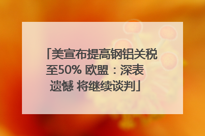 美宣布提高钢铝关税至50% 欧盟：深表遗憾 将继续谈判