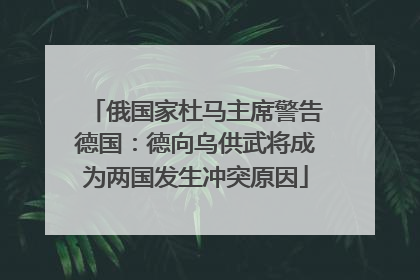 俄国家杜马主席警告德国：德向乌供武将成为两国发生冲突原因