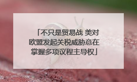 不只是贸易战 美对欧盟发起关税威胁意在掌握多项议程主导权