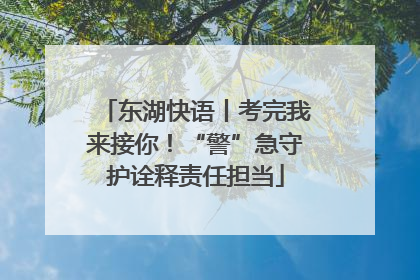 东湖快语丨考完我来接你！“警”急守护诠释责任担当