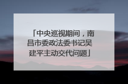 中央巡视期间，南昌市委政法委书记吴建平主动交代问题