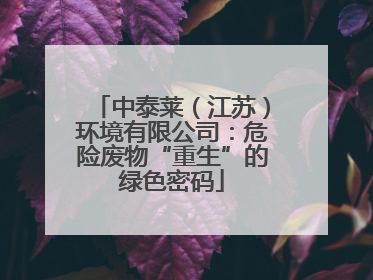 中泰莱（江苏）环境有限公司：危险废物“重生”的绿色密码