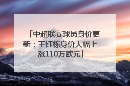 中超联赛球员身价更新：王钰栋身价大幅上涨110万欧元