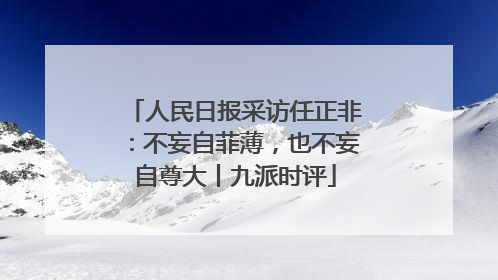 人民日报采访任正非：不妄自菲薄，也不妄自尊大丨九派时评