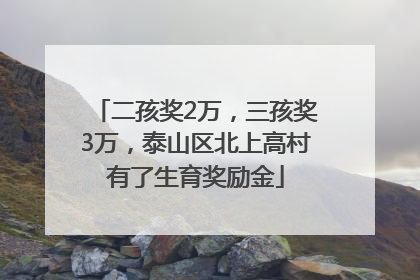二孩奖2万，三孩奖3万，泰山区北上高村有了生育奖励金