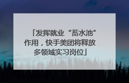 发挥就业“蓄水池”作用，快手美团将释放多领域实习岗位