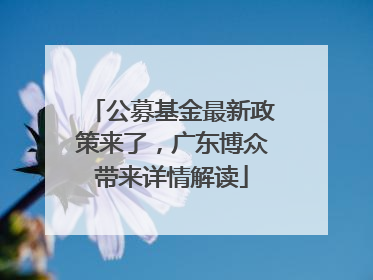 公募基金最新政策来了，广东博众带来详情解读