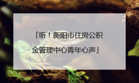 听！衡阳市住房公积金管理中心青年心声