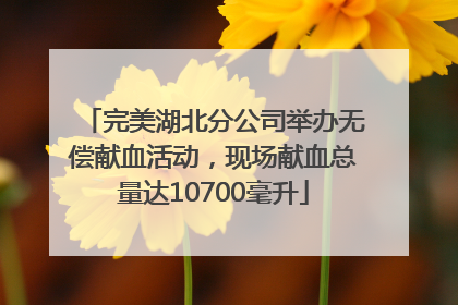 完美湖北分公司举办无偿献血活动，现场献血总量达10700毫升