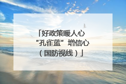 好政策暖人心 “孔雀蓝”增信心（国防视线）
