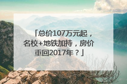 总价107万元起，名校+地铁加持，房价重回2017年？