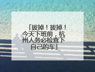 拔掉！拔掉！今天下班前，杭州人务必检查下自己的车