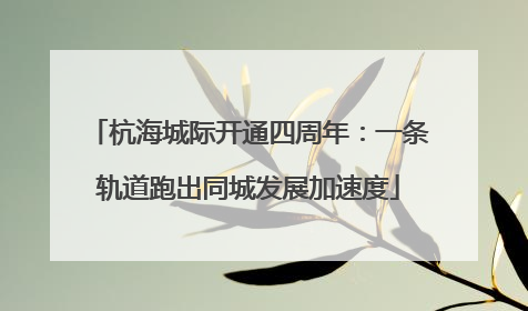 杭海城际开通四周年：一条轨道跑出同城发展加速度