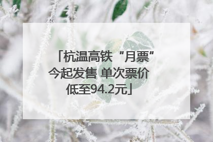 杭温高铁“月票”今起发售 单次票价低至94.2元