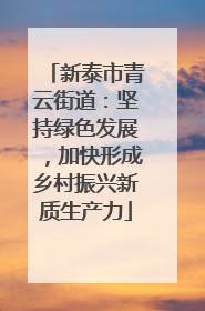 新泰市青云街道：坚持绿色发展，加快形成乡村振兴新质生产力