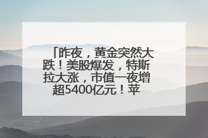 昨夜，黄金突然大跌！美股爆发，特斯拉大涨，市值一夜增超5400亿元！苹果传来大消息