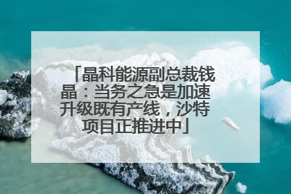 晶科能源副总裁钱晶：当务之急是加速升级既有产线，沙特项目正推进中