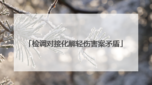 检调对接化解轻伤害案矛盾