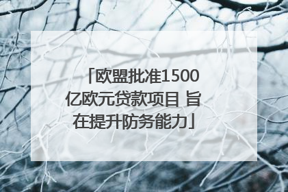 欧盟批准1500亿欧元贷款项目 旨在提升防务能力