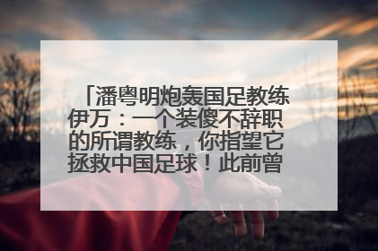 潘粤明炮轰国足教练伊万：一个装傻不辞职的所谓教练，你指望它拯救中国足球！此前曾多次发文评价国足
