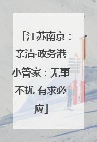 江苏南京：亲清·政务港小管家：无事不扰 有求必应