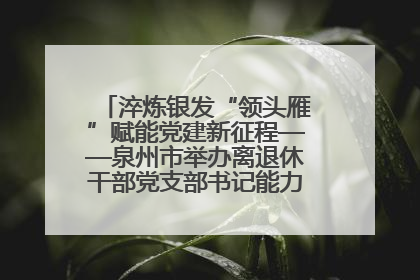 淬炼银发“领头雁”赋能党建新征程——泉州市举办离退休干部党支部书记能力建设专题培训