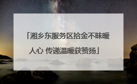 湘乡东服务区拾金不昧暖人心 传递温暖获赞扬