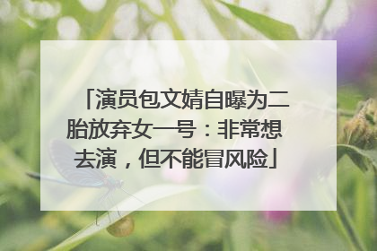 演员包文婧自曝为二胎放弃女一号：非常想去演，但不能冒风险