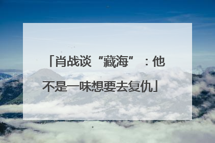 肖战谈“藏海”：他不是一味想要去复仇