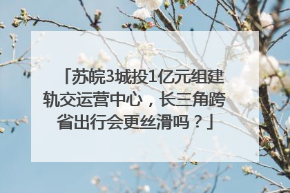 苏皖3城投1亿元组建轨交运营中心，长三角跨省出行会更丝滑吗？