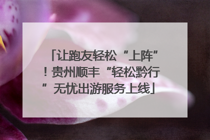 让跑友轻松“上阵”！贵州顺丰“轻松黔行”无忧出游服务上线