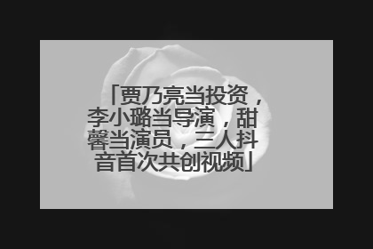 贾乃亮当投资，李小璐当导演，甜馨当演员，三人抖音首次共创视频