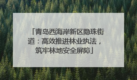 青岛西海岸新区隐珠街道：高效推进林业执法，筑牢林地安全屏障