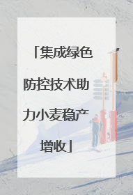 集成绿色防控技术助力小麦稳产增收