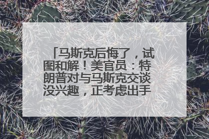马斯克后悔了，试图和解！美官员：特朗普对与马斯克交谈没兴趣，正考虑出手此前买的红色特斯拉！特斯拉股价巨震