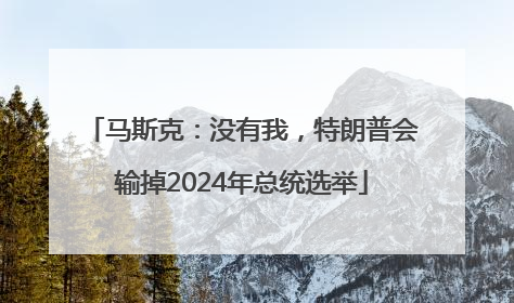 马斯克：没有我，特朗普会输掉2024年总统选举