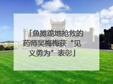 鱼摊跪地抢救的药师吴梅梅获“见义勇为”表彰