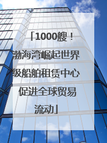 1000艘！渤海湾崛起世界级船舶租赁中心 促进全球贸易流动