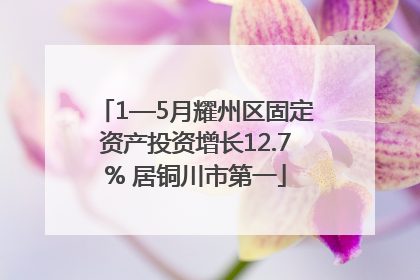 1—5月耀州区固定资产投资增长12.7% 居铜川市第一