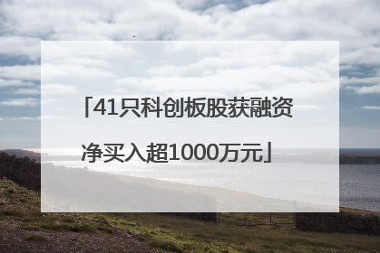 41只科创板股获融资净买入超1000万元